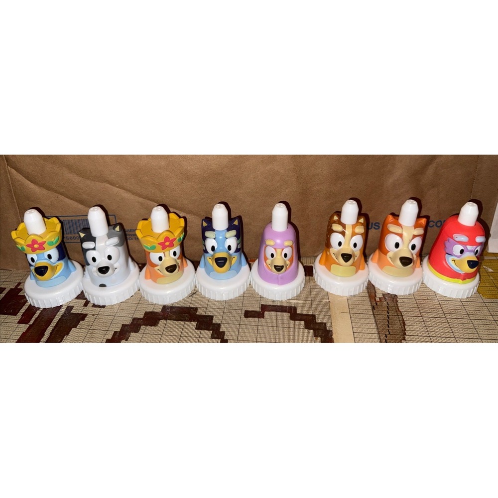 Good 2 Grow Lot of‎ 8Collectible Juice Bottle Toppers-Bluey